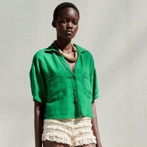 Zara cropped linen top